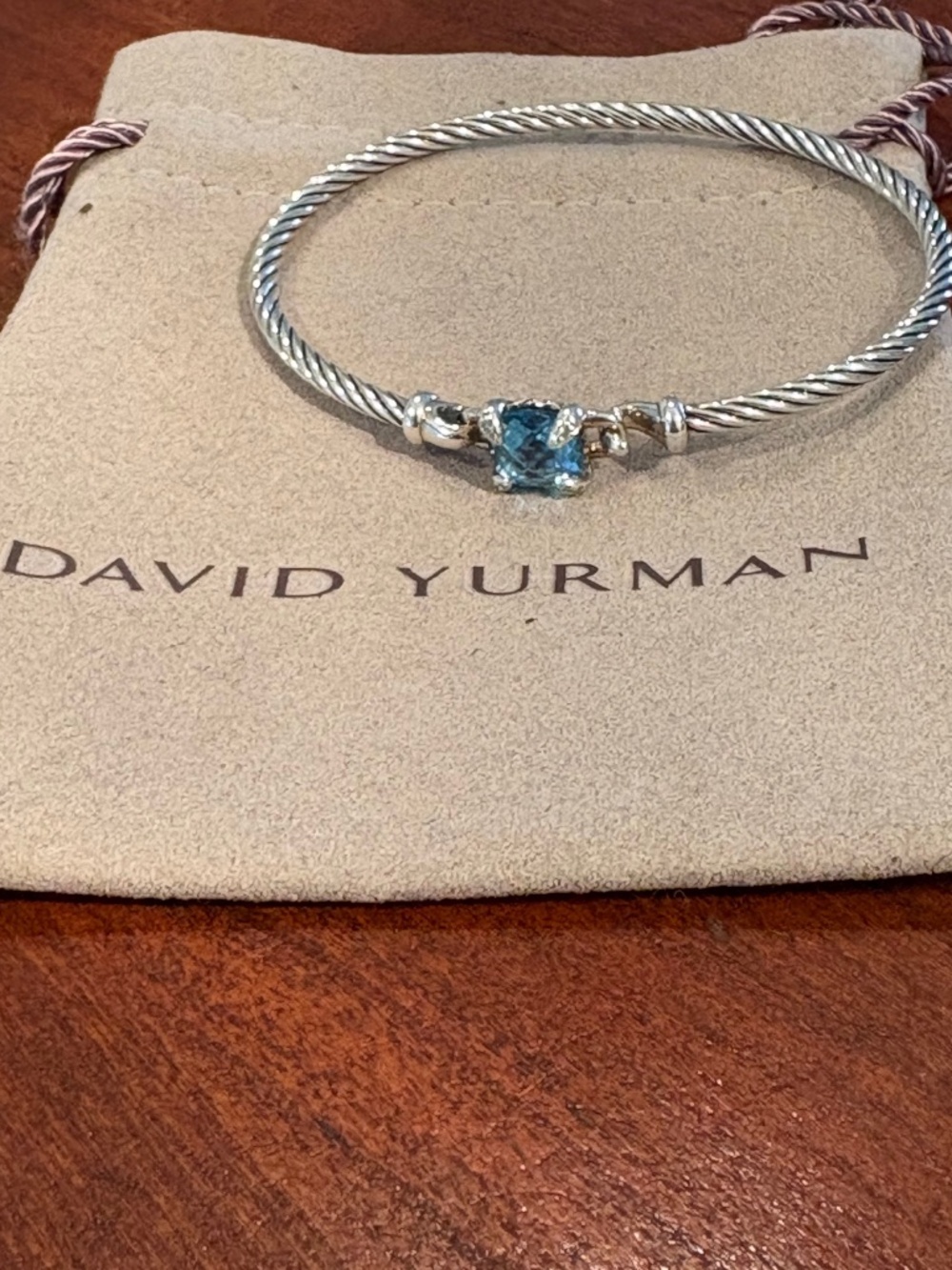 David Yurman CHATELAINE bracelet, SS with Blue Topaz and Diamonds, 3mm